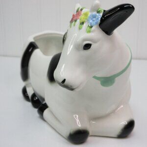 The Pioneer Woman Planter Black & White Cow Ceramic w/ drain hole New